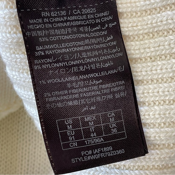 Guess Los Angeles Cream Full Zip Sweater Cardigan Side Zip Size M Cotton Blend - Picture 4 of 6